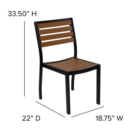 Flash Furniture Faux Teak 35" Table-Tan Umbrella-Base-2 Chairs XU-DG-810060362-UB19BTN-GG